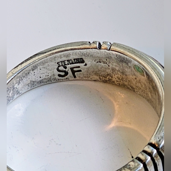 Navajo Ring, Multi Stone Inlayed, Sterling Silver. Artist: Steve Fransico EUC! - Picture 8 of 11